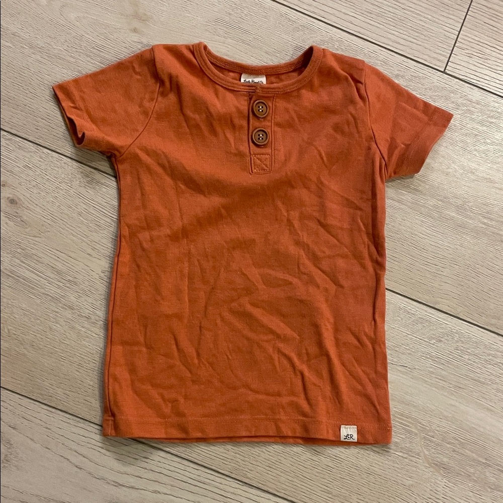 Rusty Orange Kids Short Sleeve Tee with Button Accents